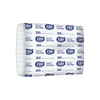 Toalla Interdoblada marca Elite Pro Hoja Doble 250 pz 21x24 cm USA 5165 5167 5169 color Blanco