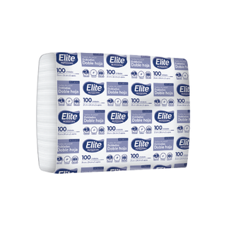Toalla Interdoblada marca Elite Pro Hoja Doble 100 pz 21x24 cm USA 5165 5167 5169 color Blanco