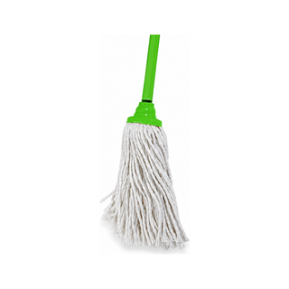 Trapeador Algodón Open End Mediano marca Victoria 250 g con Bastón y Grapa USA 52206 color Verde