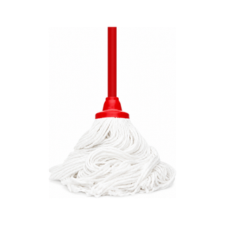 Trapeador Algodón Open End Mediano marca Victoria 250 g con Bastón y Grapa USA 52207 color Rojo