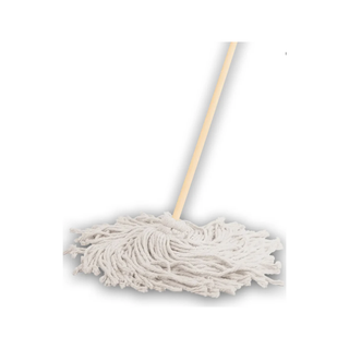Trapeador de Pabilo Premium Extra Grande marca Victoria 550 g Línea Económica con Bastón de Madera 1.20 m