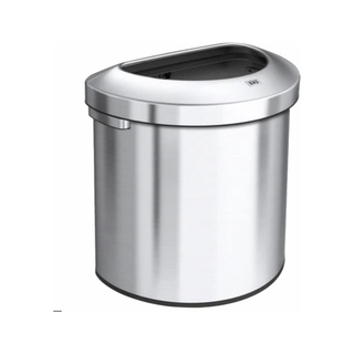 EKO Bote de Basura 60 litros Forma D Acero Inoxidable Abierto Antihuellas