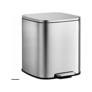 EKO Bote de Basura Cuadrado 12L con Pedal Acero Inoxidable Soft Close Antihuellas
