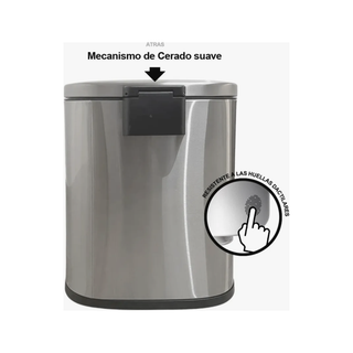 EKO Bote de Basura Oli-Cube 20 Litros Acero Inoxidable Mate con Pedal y Cubeta Interior