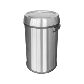 Cesto Redondo marca Sablón Metálico 65 L con Tapa Balancín y Pedal Acabado Satinado Antihuellas color Gris