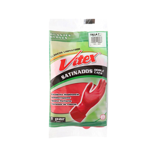 Guante Satinado Doble Capa marca Vitex No.7 1 par color Rojo