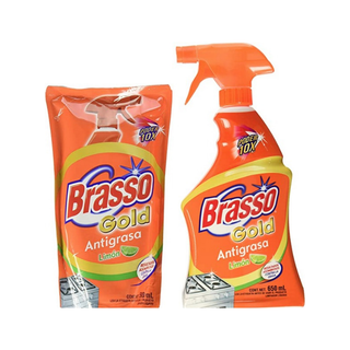 Antigrasa marca Brasso Cocinas Doy Pack 650 ml Aroma Limón con Atomizador