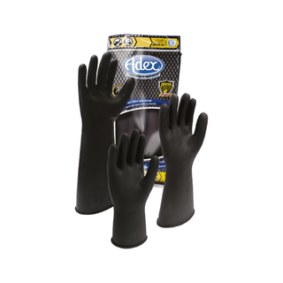 Guante Contra Ácido marca Adex No.9 35 cm Largo color Negro