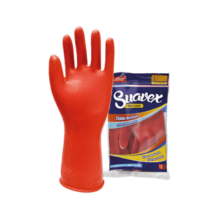 Guante Suavex Clásico marca Adex No.7 30 cm Largo color Rojo