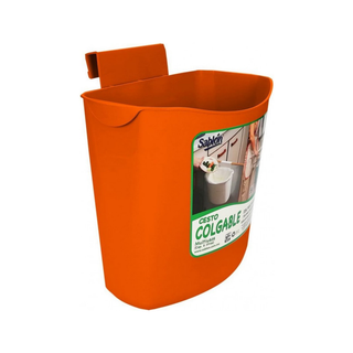 Cesto marca Sablón Colgable 6.5 L para Cocina Oficina o Bar color Naranja