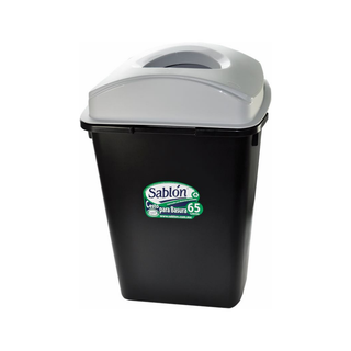 Cesto marca Sablón 65 L con Tapa Elíptica Gris color Negro