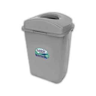 Cesto marca Sablón 65 L con Tapa Elíptica color Gris