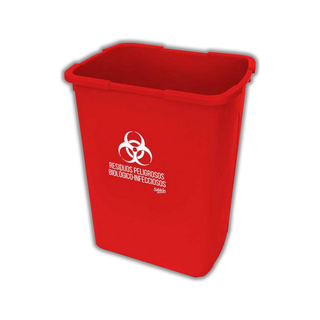 Cesto Rectangular marca Sablón sin Tapa 65 L Uso RPBI USA Tapa T8189RJ color Rojo
