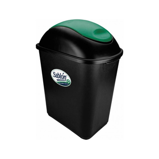 Cesto Balancín marca Sablón Lateral 26 L con Tapa Verde sin Asas color Negro