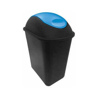 Cesto Balancín marca Sablón Lateral 26 L con Tapa Azul sin Asas color Negro