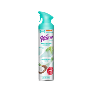 Aerosol HO marca Wiese 3 en 1 Agua Coco y Lima 226 g 8 oz Desinfecta Aromatiza y Neutraliza Olores