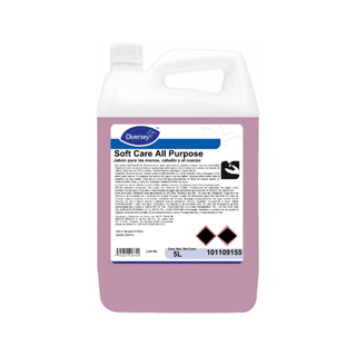 Jabón en Espuma para Manos Cuerpo y Cabello marca Soft Care 5 L USA DV011 DV012 DV051 AC40000 AC45000