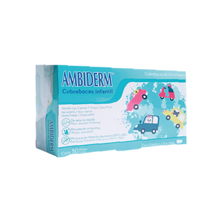 Cubrebocas Infantil Tricapa marca Ambiderm Figura Pandas
