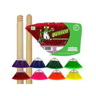 Escoba Abanico marca Perico P-250 con Bastón de Madera 1.20 m