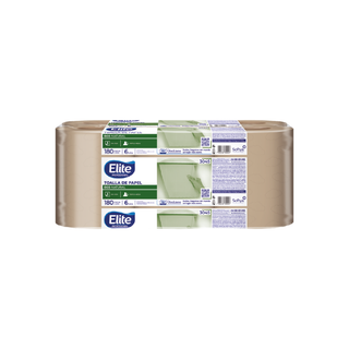 Toalla en Rollo Eco Natural marca Elite Pro Hoja Sencilla 180 m Gofrado USA 0578 0570