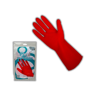 Guante de Látex marca Oval Grande Uso Doméstico 1 par color Rojo