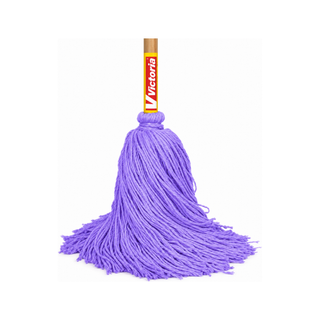 Victoria trapeador microfibra 250 grs lila baston de madera laqueado 1.35 mts tapon p/colgar