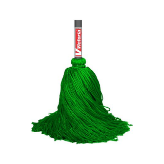 Trapeador de Microfibra marca Victoria 250 g con Bastón de Lámina Plastificado 1.37 m Tapón para Colgar color Herba