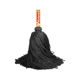 Trapeador Industrial Forjado de Microfibra marca Victoria 500 g con Bastón de Madera 1.30 m color Pirata