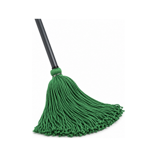 Trapeador Industrial Forjado de Microfibra marca Victoria 500 g con Bastón de Madera 1.30 m color Hierba