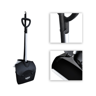 Recogedor Columpio marca Sablón 110x33x15 cm con Escoba 76 cm Ruedas y Soporte para Colgar color Negro