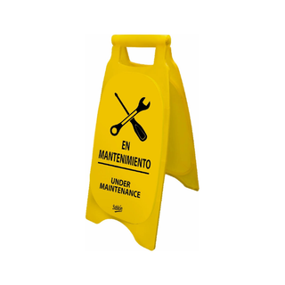Señalamiento marca Sablón de Plástico En Mantenimiento Letras Negras 65x30x47 cm color Amarillo