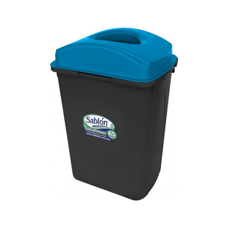 Cesto marca Sablón 65 L con Tapa Elíptica Azul color Negro