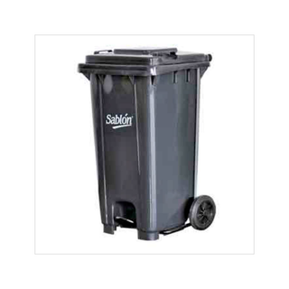 Contenedor marca Sablón 120 L con Asas Tapa Pedal y Ruedas color Gris
