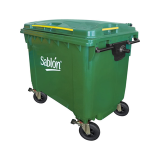 Contenedor marca Sablón 660 L Alta Resistencia con Tapa Agarraderas y Ruedas color Verde