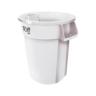 Contenedor marca Sablón Toff 120 L sin Tapa USA Tapa Plana T9282BL Tapa Embudo T9272BL color Blanco