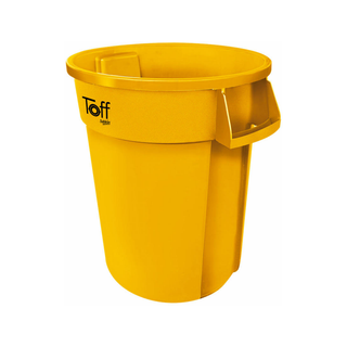 Contenedor marca Sablón Toff 120 L sin Tapa USA Tapa Plana T9283AM Tapa Embudo T9273AM color Amarillo