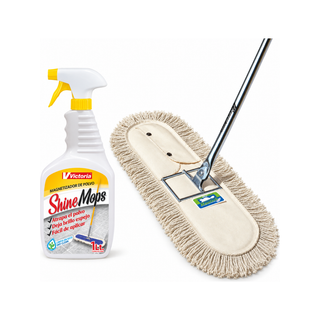Kit marca Castor Base Metálica para Mop 40 cm + Funda Mop 40 cm Exportación + Magnetizador de Polvo Shine Mops 1 L