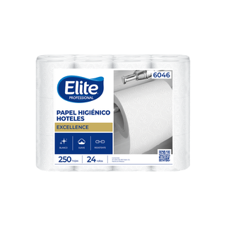 Papel Higiénico Tradicional marca Elite Pro HD 250 hojas 10.1x9 cm Gofrado Flores 24 rollos