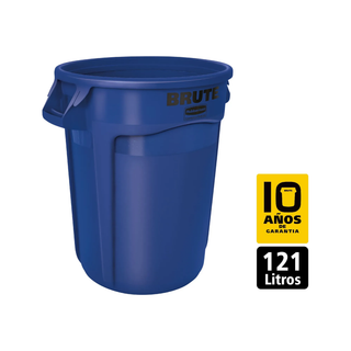 Contenedor Brute marca Rubbermaid 32 gal 121 L USA Tapas 2631 3543 2637 Plataforma 2640 color Azul