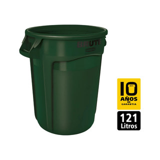 Contenedor Brute marca Rubbermaid 32 gal 121 L USA Tapas 2631 3543 2637 Plataforma 2640 color Verde