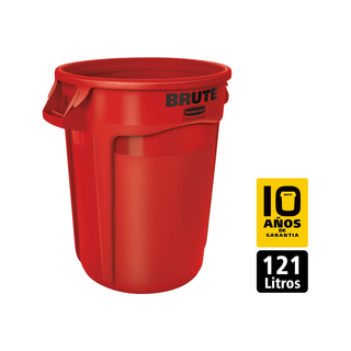 Contenedor Brute marca Rubbermaid 32 gal 121 L USA Tapas 2631 3543 2637 Plataforma 2640 color Rojo