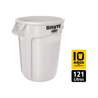 Contenedor Brute marca Rubbermaid 32 gal 121 L USA Tapas 2631 3543 2637 Plataforma 2640 color Blanco