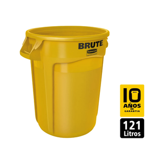 Contenedor Brute marca Rubbermaid 32 gal 121 L USA Tapas 2631 3543 2637 Plataforma 2640 color Amarillo
