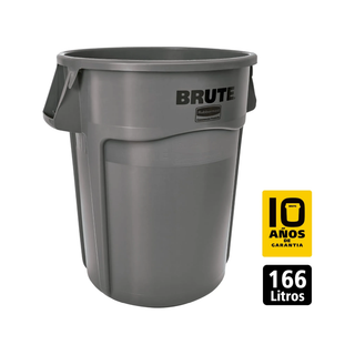 Contenedor Brute Vented marca Rubbermaid 44 gal 166 L con Ruedas y Manubrio FG264360GRAY color Gris