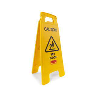 Señalamiento para Piso marca Rubbermaid Doble Cara Cerrado Varios Idiomas color Amarillo