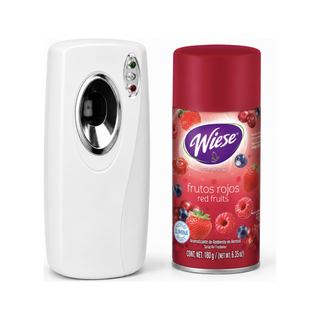Kit marca Wiese Dispensador de Aromatizante Programable NDIDC03 + Aerosol DC Frutas Rojas 256 ml